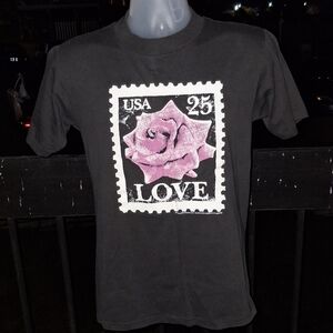 Vintage Single Stitch Rose Love Stamp T Shirt Size Med